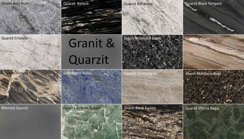 Granit und Quarzit Tischplatten Auswahl