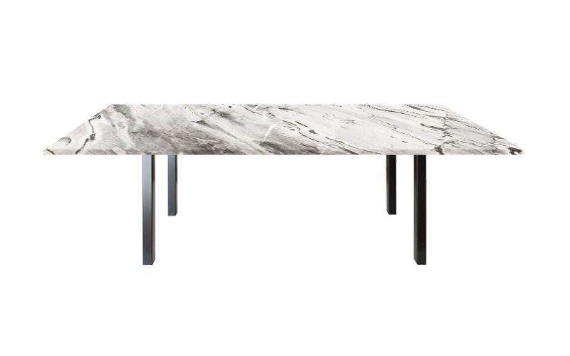 Tisch mit Quarzit Tischplatte grau-weiß marmoriert