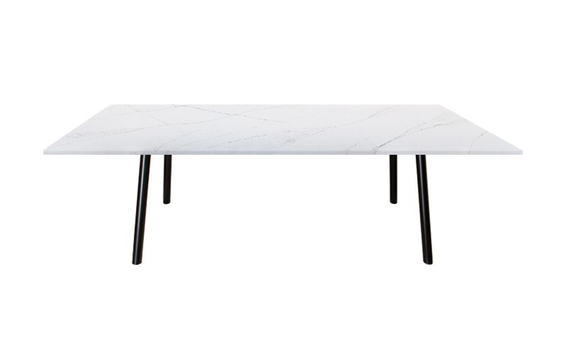 Tisch mit Quarzkomposit Tischplatte weiß marmoriert