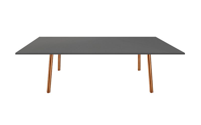 Quarzit Tischplatte mit kupferfarbenen Metalltischbeinen RUI