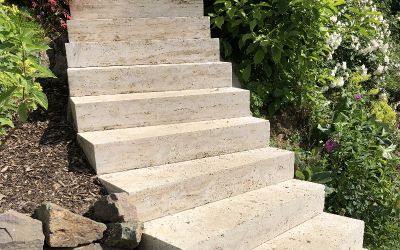 Garten Treppe mit Travertin Blockstufen